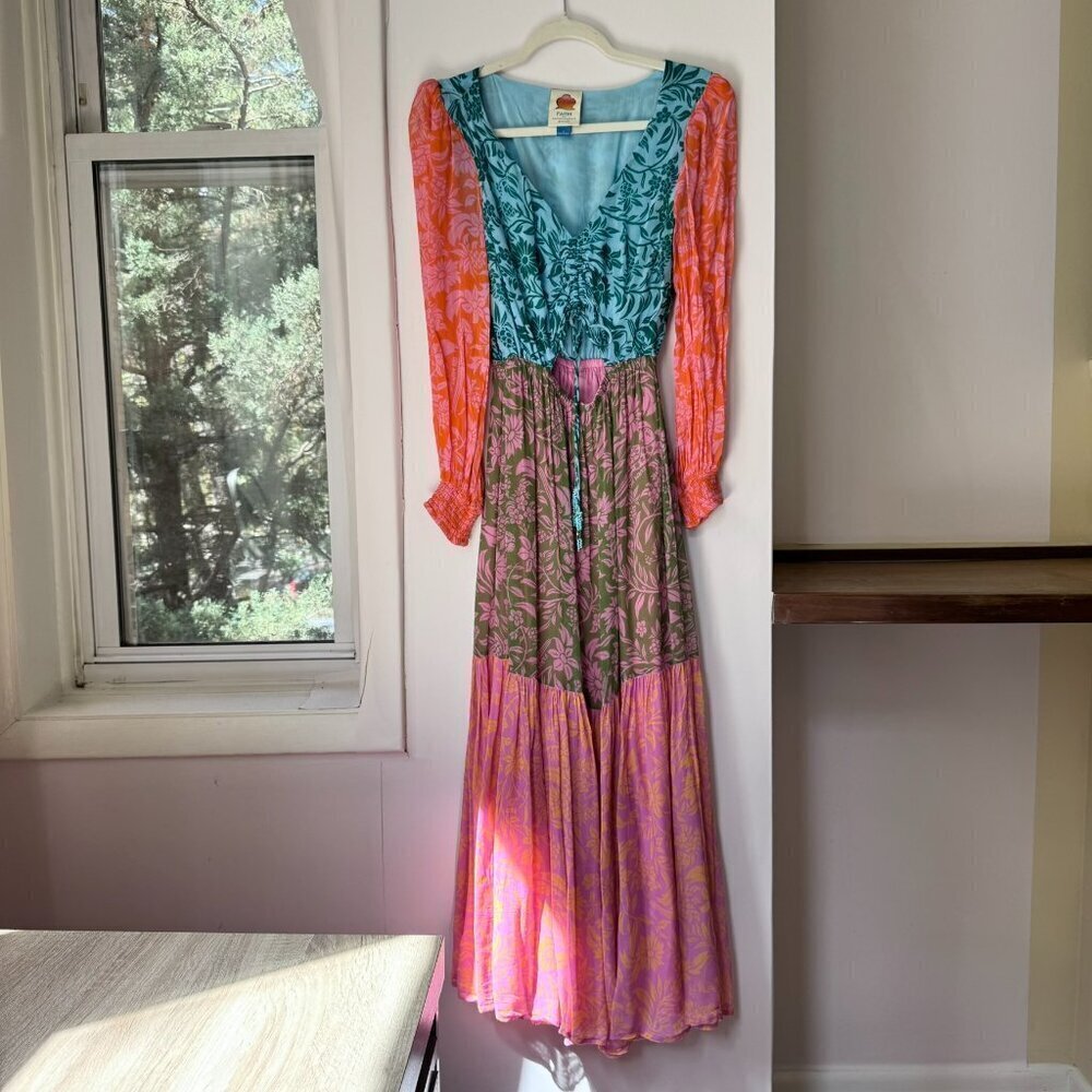 New Farm Rio Long-Sleeve Maxi Dress Pink Small - Picture 3 of 13